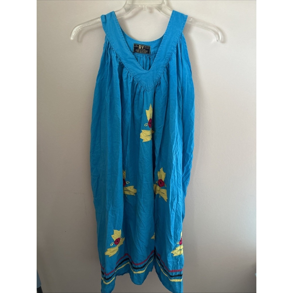 Vintage Size Large Pink Blue Yellow Summer Dress Lot 2 Coverup Swim